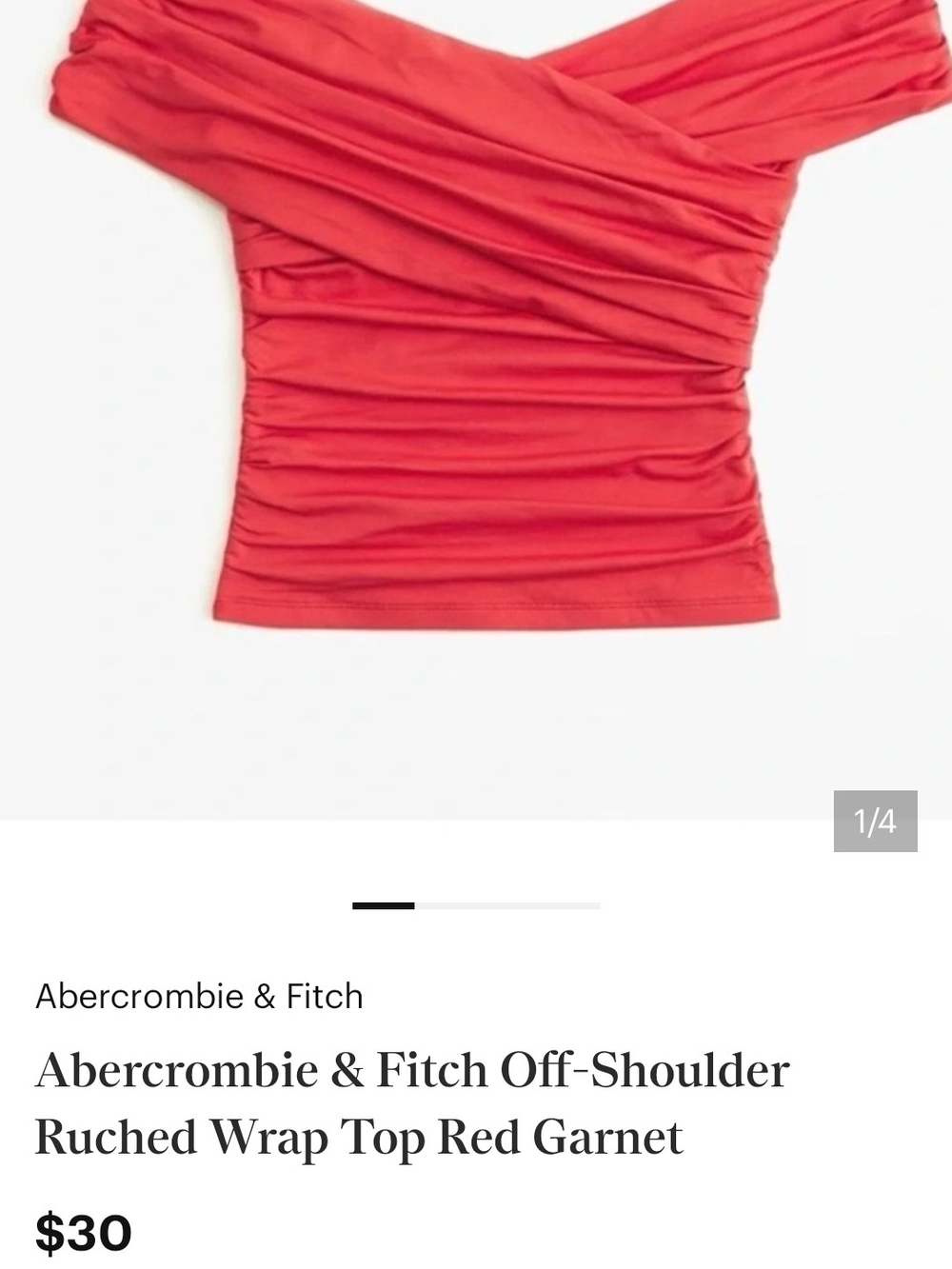 Abercrombie & Fitch Red Off-Shoulder Ruched Wrap Top
